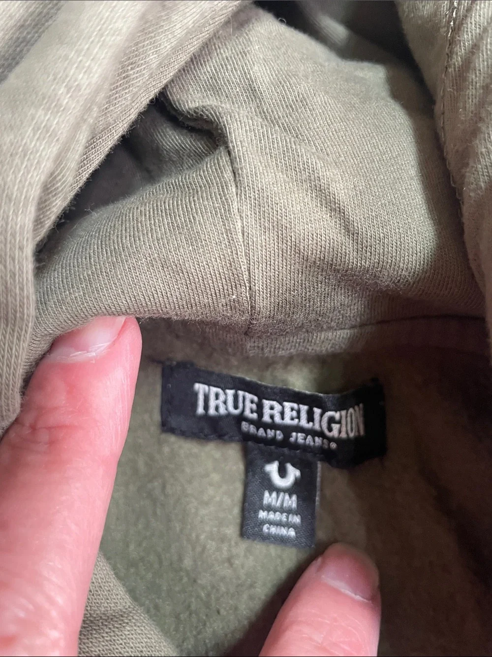 True Religion  Olive Green Full-Zip Hoodie medium